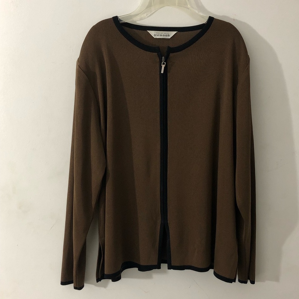 Exclusively MISOOK Brown Cardigan Zip Sweater Jacket Size Large